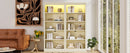 83' Tall Wood Bookcase Suite with light strip ,5-Tier Decor Bookcase Suite with Adjustable Shelves,Storage Organizer,Free Standing Storage Shelves Suite for Living Room,Home Office,Beige and Yellow