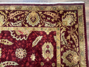 Indo Mahal Rug 9x12, Allover Pattern, Dark Red, Traditional Wool Area Rug