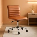Brown Vinyl Office Task Chair With Chrome Frame Modern