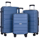 Hardshell Suitcase Spinner Wheels PP Luggage Sets Lightweight Durable Suitcase with TSA Lock,3-Piece Set (20/24/28), Blue