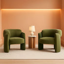 Velvet Green Barrel Armchairs Set Of 2 For Living Room Decor