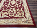 Burgundy Aubusson Rug 6x9, Vintage Wool Carpet
