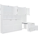 Twin Size Murphy Bed Wall Bed with Closet , Drawers & Desk-White