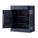 [Assembly Video Provided] TOPMAX Modern Freestanding Kitchen Pantry,Buffet Food Storage, Coffee Bar Cabinet with Drawer, 2 Adjustable Shelves and 2 Door Shelves for Dining, Kitchen, Blue