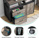 L Shaped Desk With Drawer Cabinet And Lateral File Cabinet 63 Inch Gray