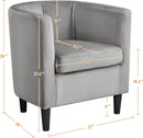Gray Velvet Barrel Accent Chairs Set of 2 18.5x19.7in Seats