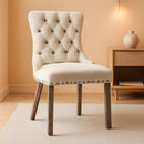 Velvet Wingback Dining Chairs Set Of 4 Beige Tufted