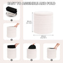 Round Storage Ottoman With Tray White VelvetFabric