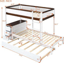 Twin Over Twin Bunk Bed With Desk USB Ports White Walnut