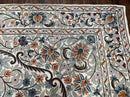 Chain Stitched Rug 9x12 Vintage Carpet 9 x 12 Flatweave Rug, Ivory Teal Rug, Area Rug 9 by 12, Hand Stitched Rug, Medallion, Indian Rug