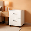Mobile White Wood Lateral File Cabinet With 2 Drawers
