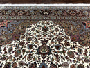 Persian Tabriz Rug 8x11, Floral Medallion Traditional Area Rug, Fine 300 KPSI, Ivory Maroon