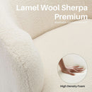 Beige Sherpa Boucle Swivel Barrel Chair Deluxe Premium
