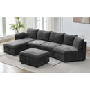 146.9" L-shaped Sofa Sectional Sofa Couch Pull-out Sofa Bed with a Movable Storage Ottoman, a Storage Chaise Lounge and Two USB Ports for Living Room, Grey