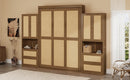 Full Size Solid Wood With Rattan Murphy Bed Cabinet Space-Saving Bed with 2 Side Cabinet Storage Shelves, Perfect for Guest Room, for Bed Room, Guest Room, Home Office, Walnut