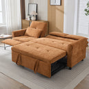 2-in-1 Sofa 82' Three-seater Sofa with Sofa Bed and Reversible Recliner, Orange Chenille