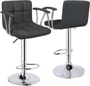 Two Adjustable Swivel Bar Stools With Back Grey PU Leather