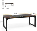 70.8-Inch Rustic Brown Black Executive Desk Thick Frame