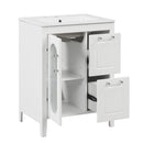 24' Bathroom Vanity with Sink, Bathroom Vanity Cabinet with Two Drawers and Door, Adjustable Shelf, Solid Wood and MDF, White (Old Sku:WF309411AAK)