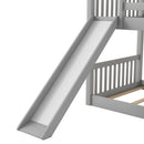 Twin over Twin Bunk Bed with Convertible Slide and Ladder, Gray(Old SKU: SM000213)