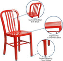 Commercial Grade Red Metal Indoor Outdoor Chair For Dining