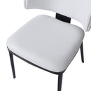 Modern PU Leather Upholstered Dining Chairs Set of 2, White, Metal Legs, 21x24.75x32 inches