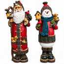 Set of 2 Santa and Snowman Christmas Figurines 18 Inches