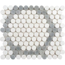 Bianco Dolomiti, Bardiglio Light Honed Penny Round 7 Marble Mosaics 8 7/16x10 1/16