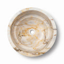 Bianco Giallo Marble Stepped Round Vessel Sink - 16"x16"x9" - Polished