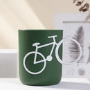 Bicycle green & white ceramic toothbrush holder cup bathroom mug