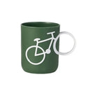 Bicycle green & white ceramic toothbrush holder cup bathroom mug