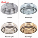 Big crystal round led dimmable chandelier for living room