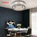 Big crystal round led dimmable chandelier for living room