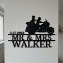 Custom Metal Wall Art - Personalized Biker Couple Name Monogram