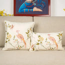 Bird embroidered cotton cushion cover living room floral pillow case