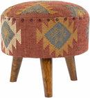 Brick Red Wood Frame Ottoman Stool - Clearance