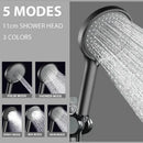 Black 5-mode adjustable high pressure shower head for bathroom