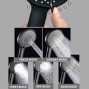 Black 5-mode adjustable high pressure shower head for bathroom