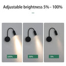 Black adjustable angle led wall lamp bedroom focusable light