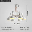 Black and brass nordic led multiple head chandelier for living room