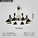 Black and brass nordic led multiple head chandelier for living room