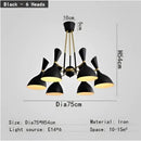 Black and brass nordic led multiple head chandelier for living room