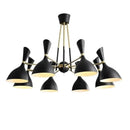 Black and brass nordic led multiple head chandelier for living room