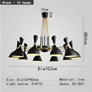 Black and brass nordic led multiple head chandelier for living room