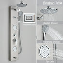 Black and chrome rainfall shower panel bathroom storage rack