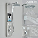 Black and chrome rainfall shower panel bathroom storage rack