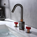 Black and copper gray brass basin faucets with red crystal knobs bathroom