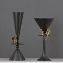 DecorBites™ Bronze Flower Vase: Metal Handicrafts Geometric Art Home Decor Bottle