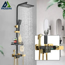 Black and gold decorbites brass lcd thermostatic shower set bathroom