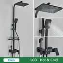 Black and gold decorbites brass lcd thermostatic shower set bathroom